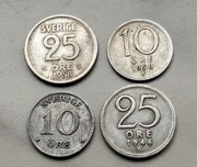 Szwecja zestaw Monet 25 i 10 Ore srebro 
