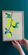 Obrazek Akryl na płótnie A4 "Neonowe Cytryny" handmade, do kuchni w ramkę