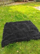 Pled koc futro ponczo ogrodowe ciepły czarny 2szt 