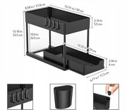 2-poziomowy organizer pod umywalkę PÓŁKA POD ZLEW Z SZUFLADĄ czarna