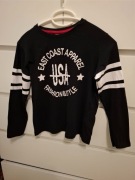 134/140 biała czarna bluzka z długim rękawem T-shirt bluzeczka dla chłopca 