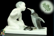 Rosenthal F Liebermann Putto z pingwin figurka 8cm