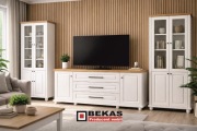 Komoda LONDYN 160` Biały Dąb + Naturalny BLAT KOLORy RAL BEKAS Producent 