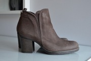 Badura brązowe skórzane buty botki na obcasie brown leather boots 40