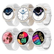 SMARTWATCH DAMSKI ZŁOTO BIAŁY 3 PASKI POLSKIE MENU SMS CIŚNIENIE JGS-HT21