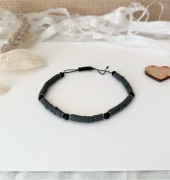 Męska bransoletka na sznurku, szara