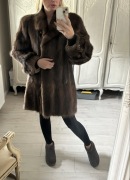 Czekoladowe futro naturalne idealne na zimę XL