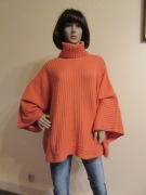 GERRY WEBER sweter golf pomarańczowy duży oversize 50% wełna merino_ L/XL