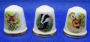 Naparstki Kolekcjonerskie Porcelanowe Zestaw 3 Sztuk Zwierzęta Lasu