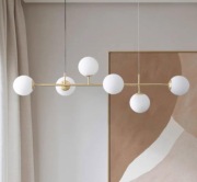 Lampa wisząca KCO 6 kul szklanych złota 130 cm