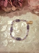 Bransoletka handmade z naturalnych kamieni hematyt ametyst chalcedon