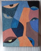 MELANCHOLIA obraz akrylowy masa akryl abstrakcja 50x40cm ręcznie malowany