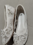 Balerinki koronka ażurowe biale 26r