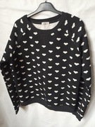 Czarna damska bluza z długim rękawem w białe serduszka Brave Soul rozmiar S