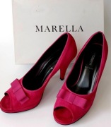 MaxMara linia Marella letnie włoskie skórzane czółenka  37.5 38 5 fuksja