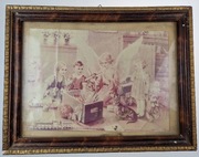 Anioł rozdaje dzieciom prezenty fotografia kolorowana w starych ramkach