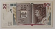 20 zł 2015 Jan Długosz NR JD0000888 UNC - RARYTAS - UNIKAT + FOLDERY