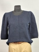 Sweter 100% bawełna COS style bufki rękaw 3/4 minimalizm basic L/XL