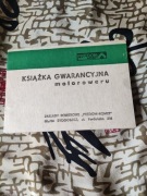 Karta gwarancyjna motoroweru Motorynka  M1 z r. 80