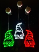 Dekoracje Okienne światła LED Ozdoba Zestaw 3szt Świąteczne Krasnale Okno