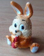 Zajączek z marchewką (Wielkanoc)_ gumowa zabawka PRL
