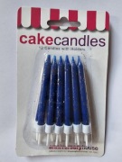 Granatowe swieczki z brokatem na tort urodzinowe