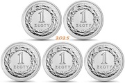 2025 POLSKA 5 x 1 ZŁOTY - stan menniczy z rolki bankowej