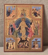 Piękna Ikona prawosławna ZMARTWYCHWSTANIE JEZUSA CHRYSTUSA. Wielokwaterowa.