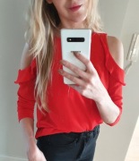 Bluzka koszula czerwona cienka XS / 34 H&M