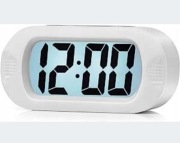 PLUMEET Budzik Biały LCD Duży Podłużny