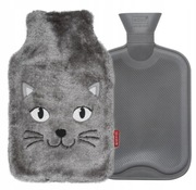 SOXO termofor pluszowy szary kot 1,8L duży na wodę 