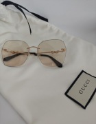 Okulary damskie przeciwsłoneczne ozdobne eleganckie złote ramki