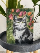 Obraz olejny na papierze - kot