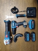Zestaw wiertarko-wkrętarka + szlifierka kątowa 125 + akumulator 5Ah Erbauer