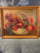 Olej płótno oryginał z 1986 maki Apolonia Szczęsna