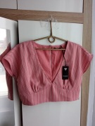 Guess nowa z metką bluzka koszulka krótka top w paski pudrowy róż L/40