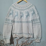 Świąteczny sweter handmade | żakard | wełna alpaka | L oversize