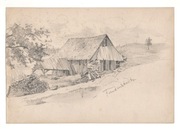 Freudenstadt szkic 1891 stodoła drewno pejzaż Schwarzwald rysunek ołówek