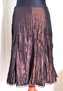 Brązowa szeroka spódnica midi z kreszowanej tafty boho wieczorowa M/S