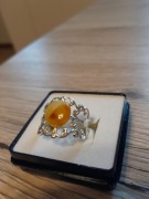 BURSZTYN BAŁTYCKI  PIERŚCIEŃ MOSIADZ SREBRZONY 