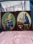Dwa obrazy/Hafty gobelinowe Johannes Vermeer vintage 