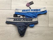 2pak majtki - stringi męskie Brave Person L (eur M) granatowy + niebieski