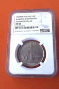 10 zł. 1965 Kolumna Zygmunta  NGC  MS65