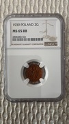 1939 rok 2 GROSZE NGC MS65 RB