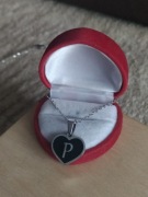 Łańcuszek serce litera P naszyjnik serce literka P zawieszka stal cudo