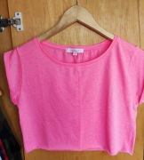T-shirt crop, neonowy S - Bershka