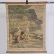 Plakat szkolny, Litografia 1901 - Chrzest Jezusa przez Jana