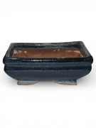 Doniczka na drzewko bonsai mała ceramiczna prostokątna niebieska