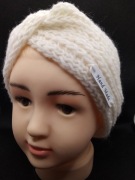 Damska, biała opaska; turban; rękodzieło