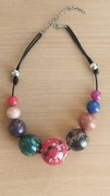 Korale drewno ręcznie malowane kolia kolorowe naszyjnik 